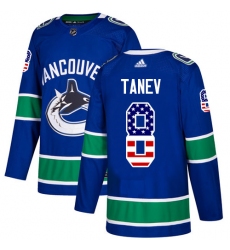 Men's Adidas Vancouver Canucks #8 Christopher Tanev Authentic Blue USA Flag Fashion NHL Jersey