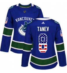 Women's Adidas Vancouver Canucks #8 Christopher Tanev Authentic Blue USA Flag Fashion NHL Jersey