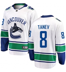 Youth Vancouver Canucks #8 Christopher Tanev Fanatics Branded White Away Breakaway NHL Jersey