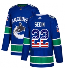 Men's Adidas Vancouver Canucks #22 Daniel Sedin Authentic Blue USA Flag Fashion NHL Jersey