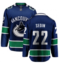 Men's Vancouver Canucks #22 Daniel Sedin Fanatics Branded Blue Home Breakaway NHL Jersey