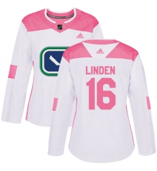 Women's Adidas Vancouver Canucks #16 Trevor Linden Authentic White/Pink Fashion NHL Jersey