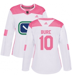 Women's Adidas Vancouver Canucks #10 Pavel Bure Authentic White/Pink Fashion NHL Jersey