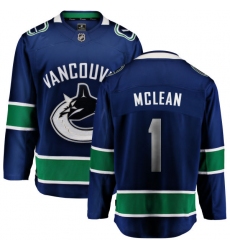 Youth Vancouver Canucks #1 Kirk Mclean Fanatics Branded Blue Home Breakaway NHL Jersey