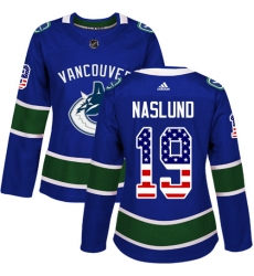 Women's Adidas Vancouver Canucks #19 Markus Naslund Authentic Blue USA Flag Fashion NHL Jersey