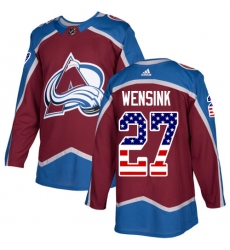 Men's Adidas Colorado Avalanche #27 John Wensink Authentic Burgundy Red USA Flag Fashion NHL Jersey