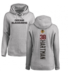 NHL Women's Adidas Chicago Blackhawks #38 Ryan Hartman Ash Backer Pullover Hoodie