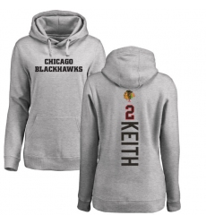 NHL Women's Adidas Chicago Blackhawks #2 Duncan Keith Ash Backer Pullover Hoodie