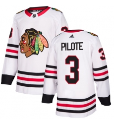 Youth Adidas Chicago Blackhawks #3 Pierre Pilote Authentic White Away NHL Jersey