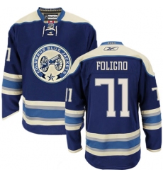 Youth Reebok Columbus Blue Jackets #71 Nick Foligno Premier Navy Blue Third NHL Jersey