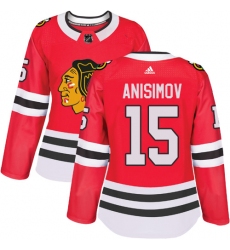 Women's Adidas Chicago Blackhawks #15 Artem Anisimov Authentic Red Home NHL Jersey