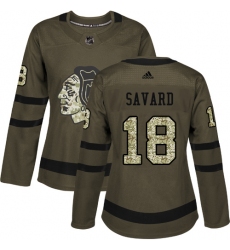 Women's Reebok Chicago Blackhawks #18 Denis Savard Authentic Green Salute to Service NHL Jersey