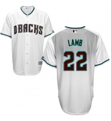 Men's Majestic Arizona Diamondbacks #22 Jake Lamb Replica White/Capri Cool Base MLB Jersey