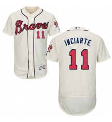 Men's Majestic Atlanta Braves #11 Ender Inciarte Cream Flexbase Authentic Collection MLB Jersey