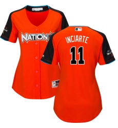 Women's Majestic Atlanta Braves #11 Ender Inciarte Replica Orange National League 2017 MLB All-Star MLB Jersey