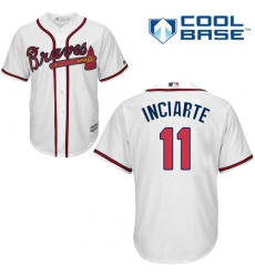 Youth Majestic Atlanta Braves #11 Ender Inciarte Authentic White Home Cool Base MLB Jersey