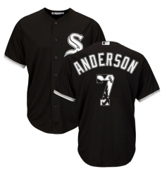 Men's Majestic Chicago White Sox #7 Tim Anderson Authentic Black Team Logo Fashion Cool Base MLB Jersey