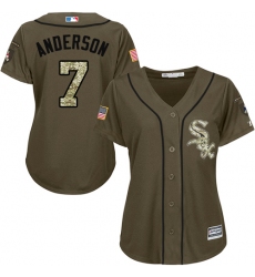 Women's Majestic Chicago White Sox #7 Tim Anderson Authentic Green Salute to Service MLB Jersey