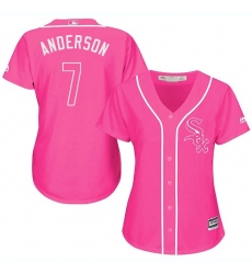 Women's Majestic Chicago White Sox #7 Tim Anderson Authentic Pink Fashion Cool Base MLB Jersey