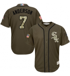 Youth Majestic Chicago White Sox #7 Tim Anderson Authentic Green Salute to Service MLB Jersey