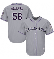 Men's Majestic Colorado Rockies #56 Greg Holland Replica Grey Road Cool Base MLB Jersey