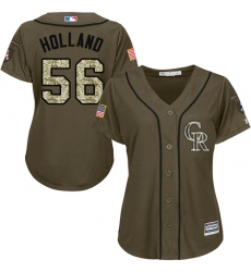 Women's Majestic Colorado Rockies #56 Greg Holland Authentic Green Salute to Service MLB Jersey