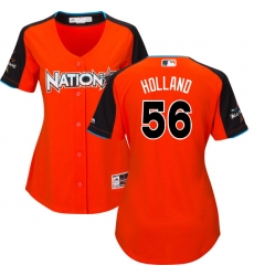 Women's Majestic Colorado Rockies #56 Greg Holland Authentic Orange National League 2017 MLB All-Star MLB Jersey