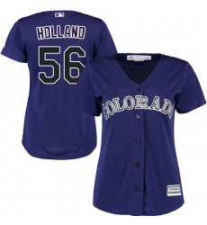 Women's Majestic Colorado Rockies #56 Greg Holland Authentic Purple Alternate 1 Cool Base MLB Jersey