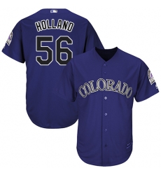 Youth Majestic Colorado Rockies #56 Greg Holland Authentic Purple Alternate 1 Cool Base MLB Jersey