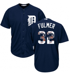 Men's Majestic Detroit Tigers #32 Michael Fulmer Authentic Navy Blue Team Logo Fashion Cool Base MLB Jersey