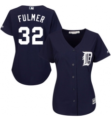 Women's Majestic Detroit Tigers #32 Michael Fulmer Authentic Navy Blue Alternate Cool Base MLB Jersey