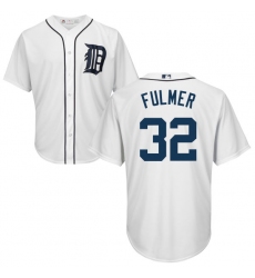 Youth Majestic Detroit Tigers #32 Michael Fulmer Authentic White Home Cool Base MLB Jersey