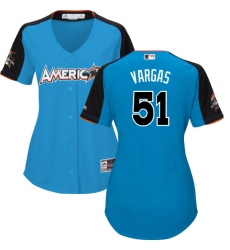 Women's Majestic Kansas City Royals #51 Jason Vargas Authentic Blue American League 2017 MLB All-Star MLB Jersey