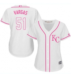 Women's Majestic Kansas City Royals #51 Jason Vargas Authentic White Fashion Cool Base MLB Jersey