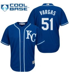 Youth Majestic Kansas City Royals #51 Jason Vargas Authentic Blue Alternate 2 Cool Base MLB Jersey