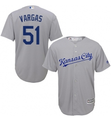 Youth Majestic Kansas City Royals #51 Jason Vargas Authentic Grey Road Cool Base MLB Jersey