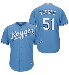 Youth Majestic Kansas City Royals #51 Jason Vargas Authentic Light Blue Alternate 1 Cool Base MLB Jersey