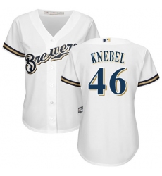 Women's Majestic Milwaukee Brewers #46 Corey Knebel Authentic White Home Cool Base MLB Jersey