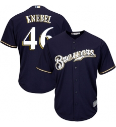 Youth Majestic Milwaukee Brewers #46 Corey Knebel Replica Navy Blue Alternate Cool Base MLB Jersey