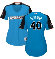 Women's Majestic New York Yankees #40 Luis Severino Replica Blue American League 2017 MLB All-Star MLB Jersey