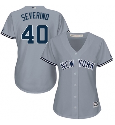 Women's Majestic New York Yankees #40 Luis Severino Replica Grey Road MLB Jersey