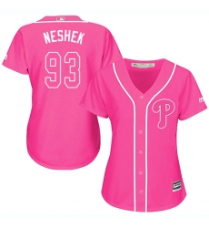 Women's Majestic Philadelphia Phillies #93 Pat Neshek Authentic Pink Fashion Cool Base MLB Jersey