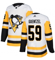 Women's Adidas Pittsburgh Penguins #59 Jake Guentzel Authentic White Away NHL Jersey