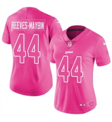Women's Nike Detroit Lions #44 Jalen Reeves-Maybin Limited Pink Rush Fashion NFL Jersey