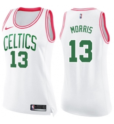 Women's Nike Boston Celtics #13 Marcus Morris Swingman White/Pink Fashion NBA Jersey