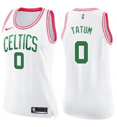 Women's Nike Boston Celtics #0 Jayson Tatum Swingman White/Pink Fashion NBA Jersey