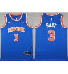 Men's New Yok Knicks #3 Josh Hart Blue Icon Edition Edition Stitched Basketball Jersey