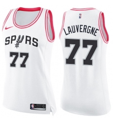 Women's Nike San Antonio Spurs #77 Joffrey Lauvergne Swingman White/Pink Fashion NBA Jersey