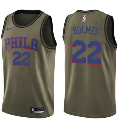 Men's Nike Philadelphia 76ers #22 Richaun Holmes Swingman Green Salute to Service NBA Jersey