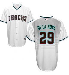 Men's Majestic Arizona Diamondbacks #29 Jorge De La Rosa Replica White/Capri Cool Base MLB Jersey